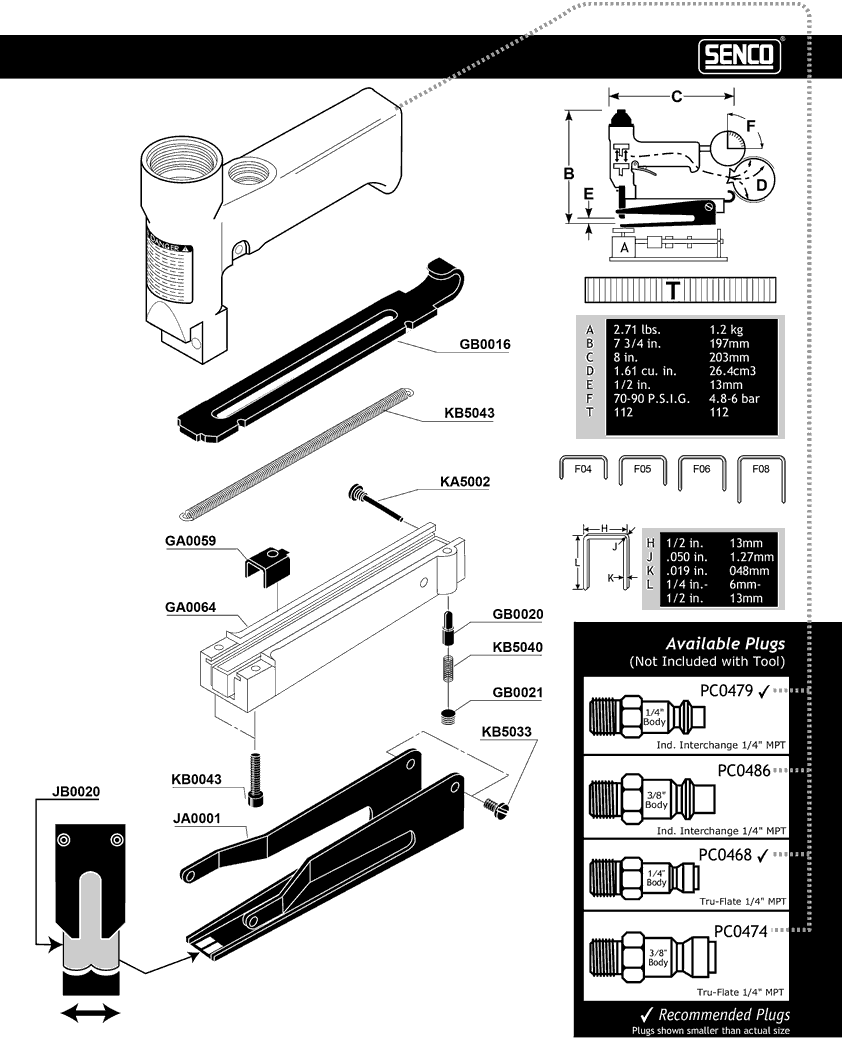 Senco 030002N-DFP Parts - Stapler