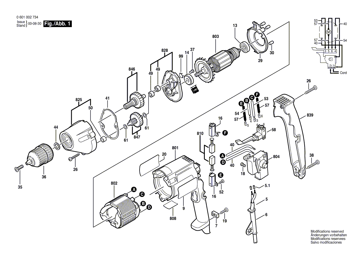 Bosch 1002vsr - 0601002734 Tool Parts