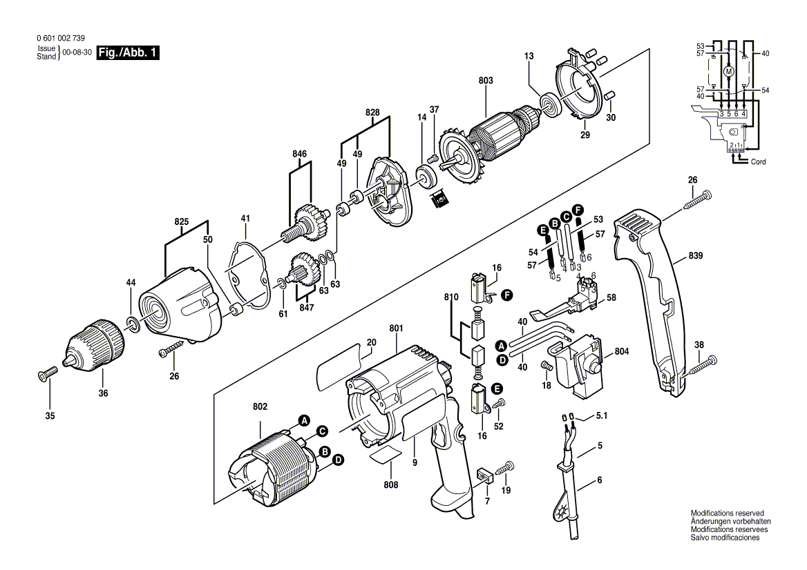 Bosch 1002vsr - 0601002739 Tool Parts