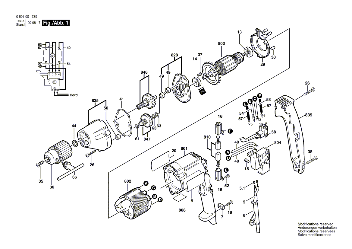 Bosch 1020vsr - 0601020739 Tool Parts