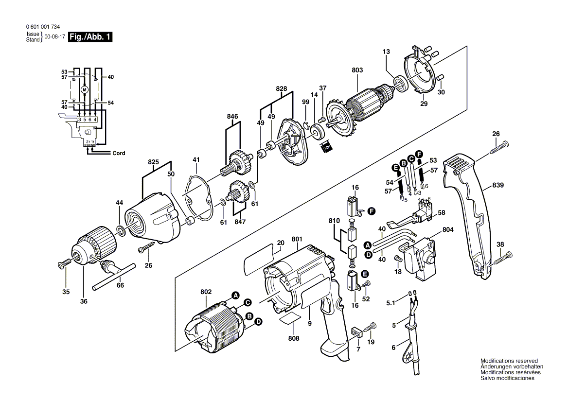 Bosch 1022vsr - 0601022734 Tool Parts