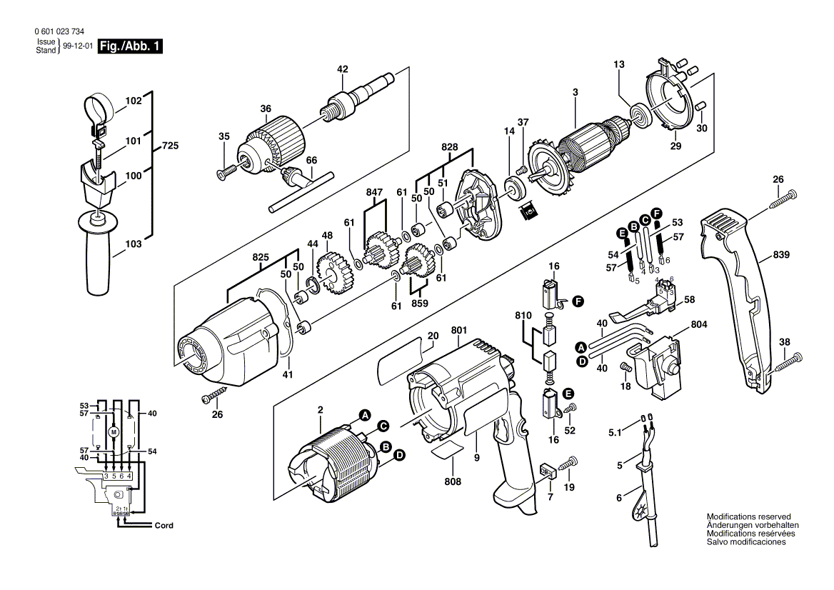 Bosch 1023vsr - 0601023739 Tool Parts