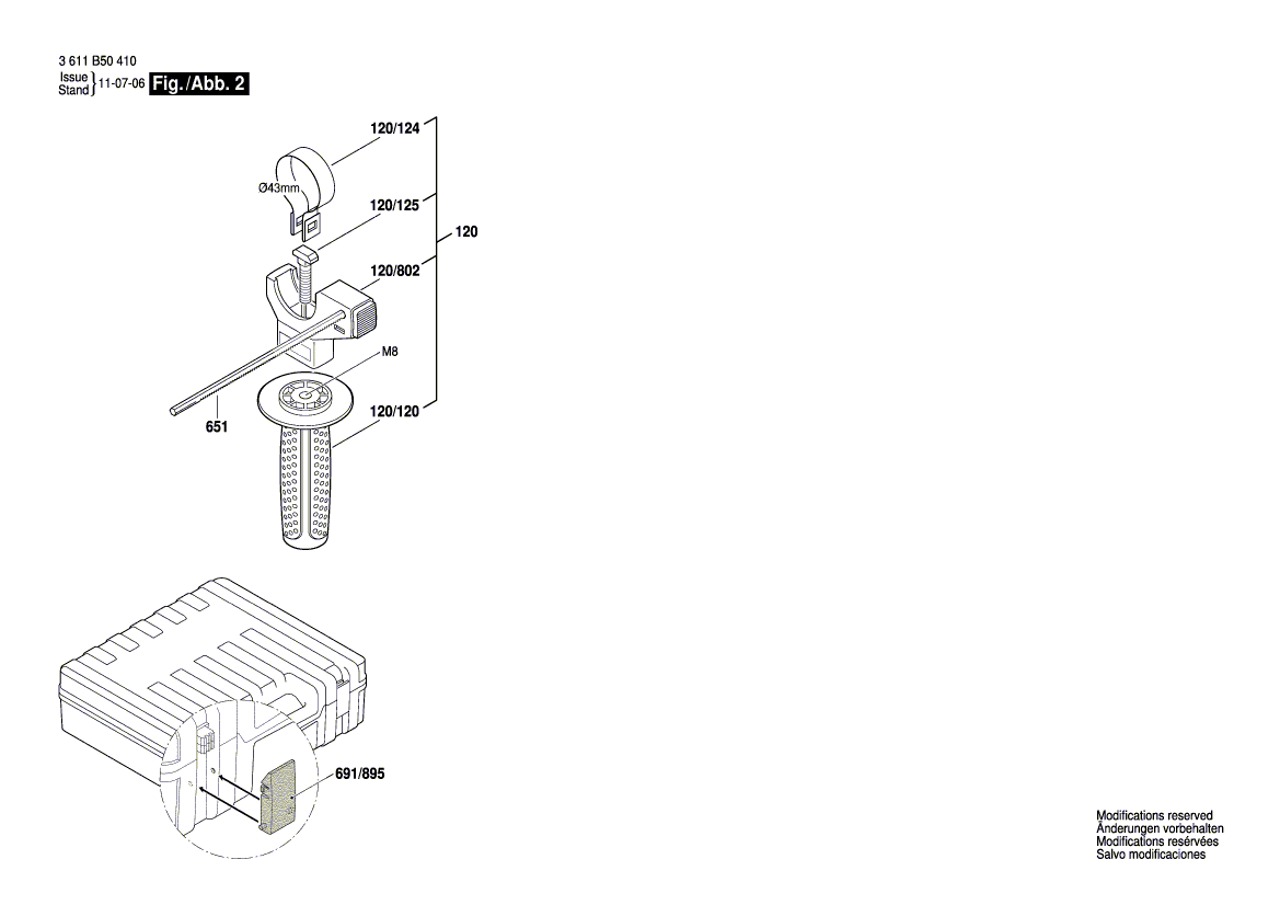 Bosch 11250vsr - 3611b50410 Tool Parts