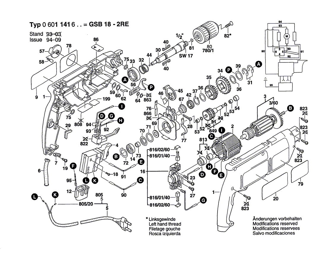 Bosch 1141vsr - 0601141639 Tool Parts