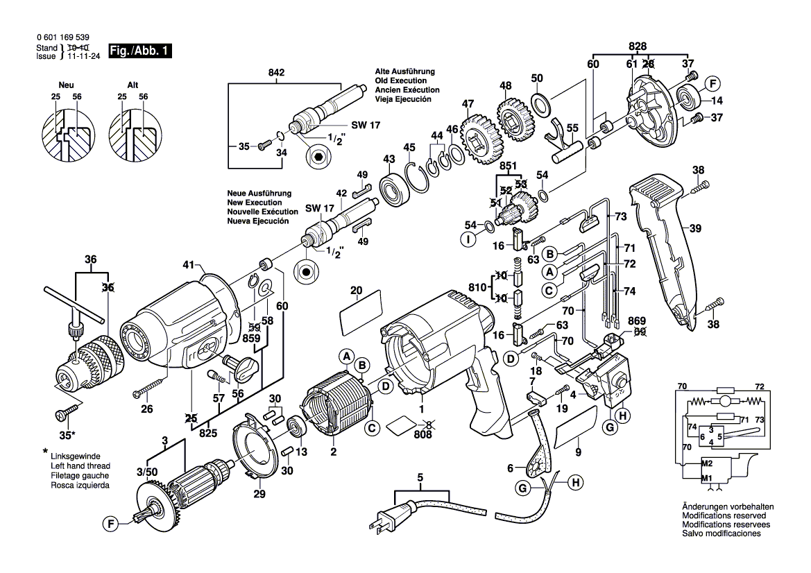 Bosch 1169vsr - 0601169539 Tool Parts