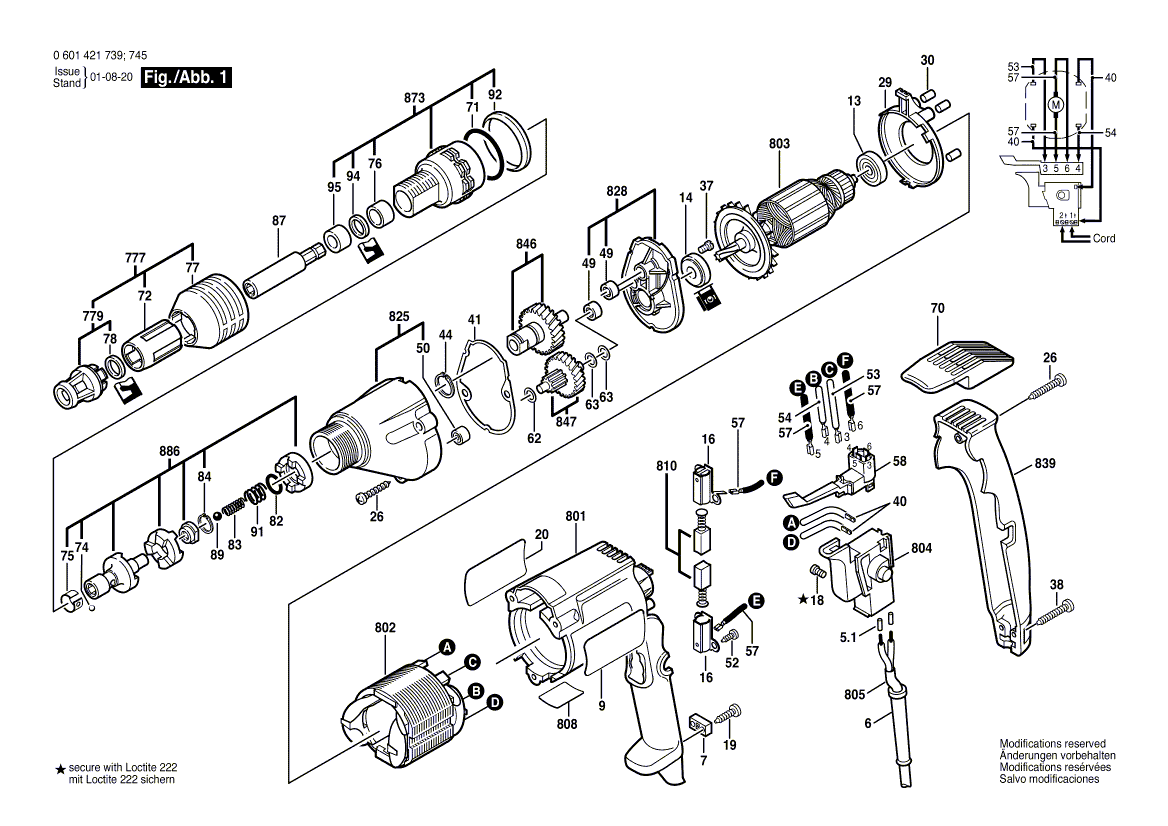 Bosch 1421-vsr - 0601421739 Tool Parts