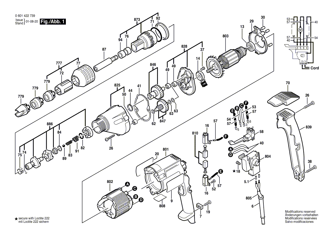 Bosch 1422-vsrq - 0601422739 Tool Parts