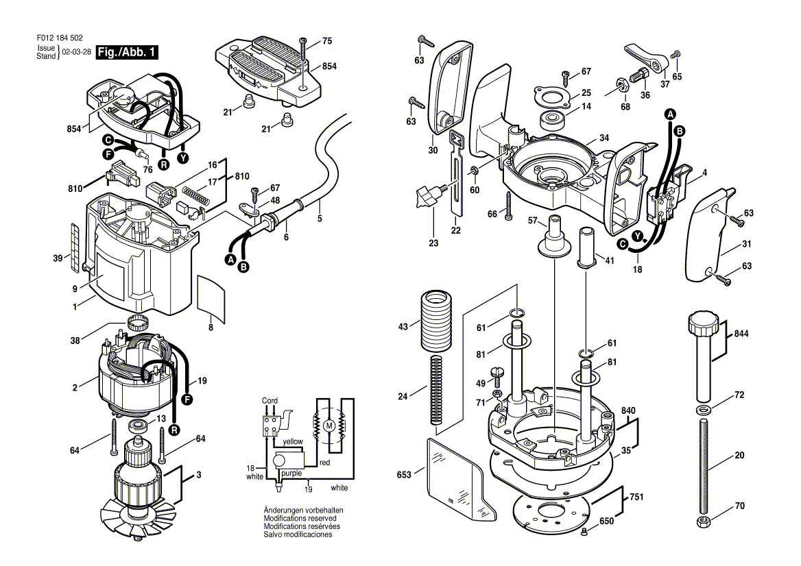 Skil 1845-02 f012184502 Parts - Router