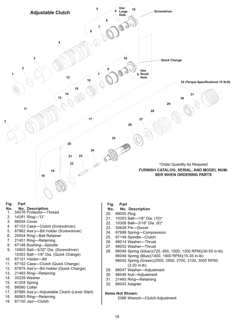 Sioux 1OM2203 Parts - Screwdriver