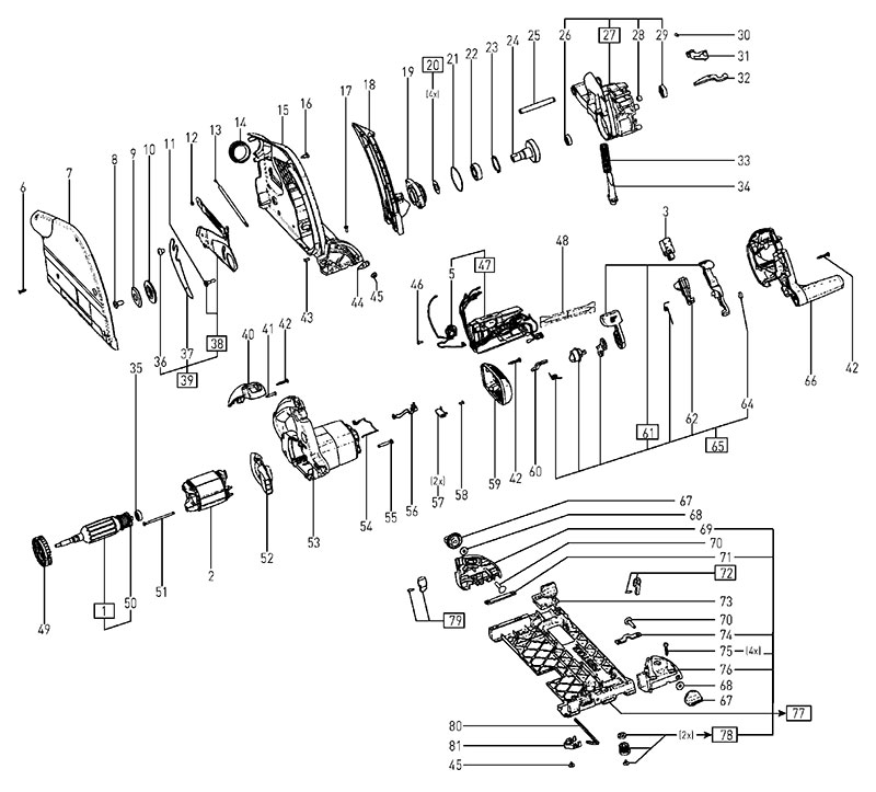 TS 75 EQ-F 120V (201151) Festool Portable Track Saw Parts