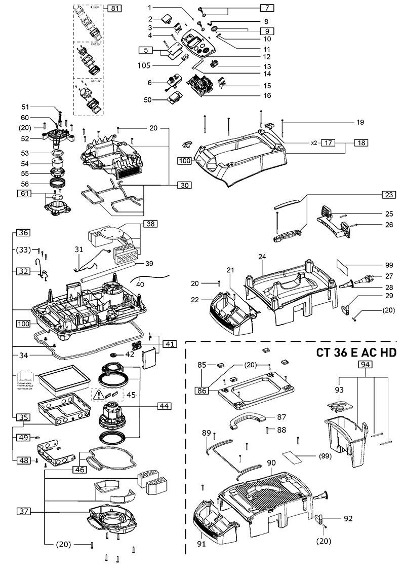 CT 36 E HEPA 120V (202149) CT Mobile Dust Extractor Parts