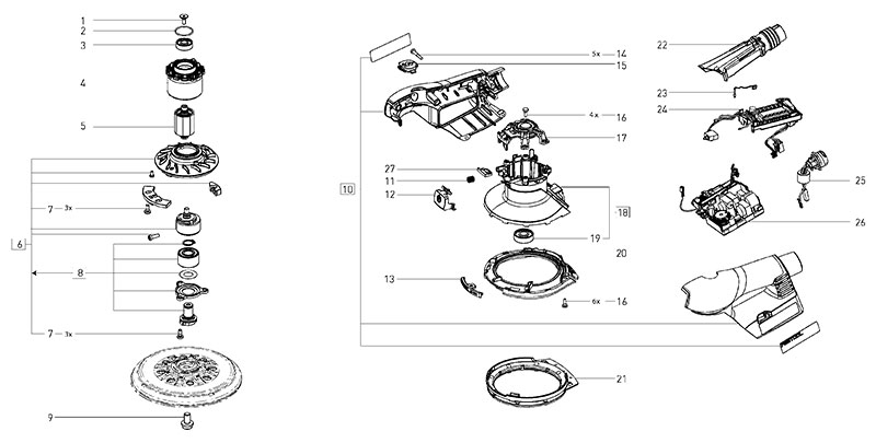 3 EQ US (204772) Eccentric Sander Parts