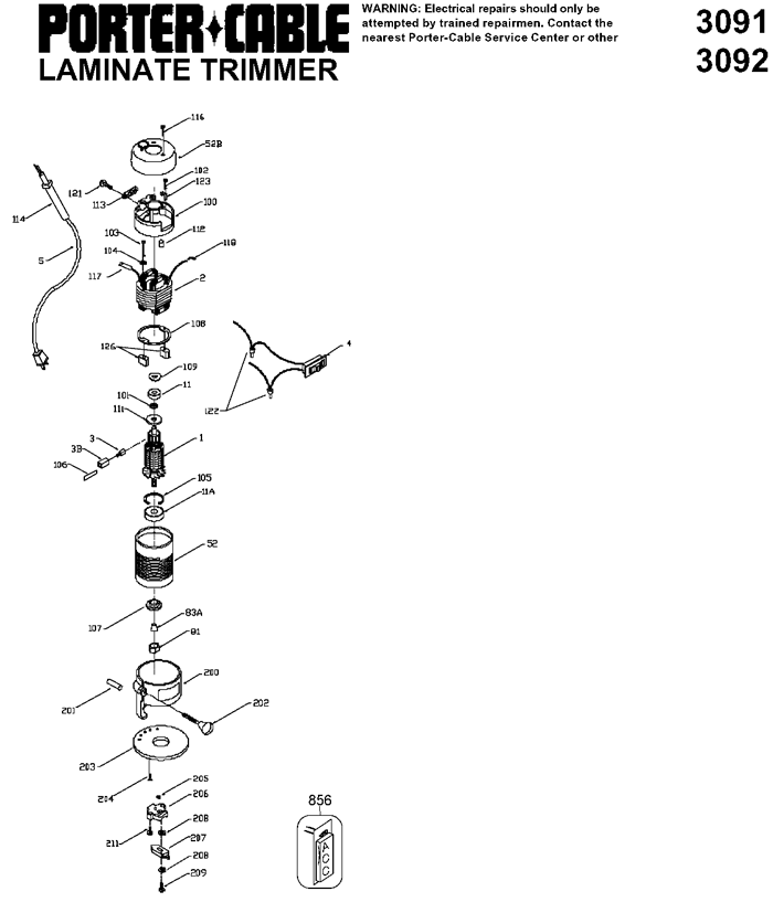 Porter Cable 3092 Laminate Trimmer Parts (Type 2)