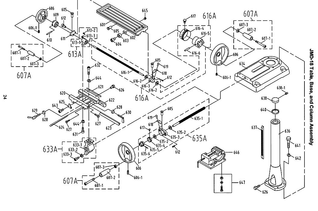 Jet 350020_JMD-18PFN Mill-Drill Parts