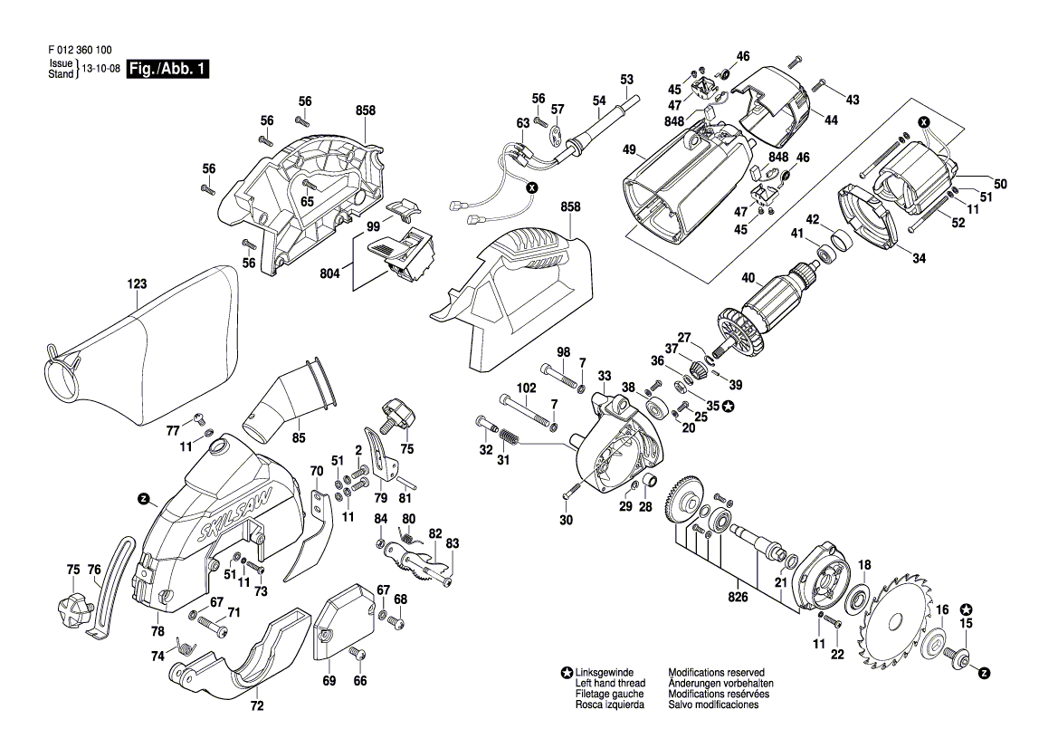 Skil 3601 f012360100 Parts - Table Mitre Saw