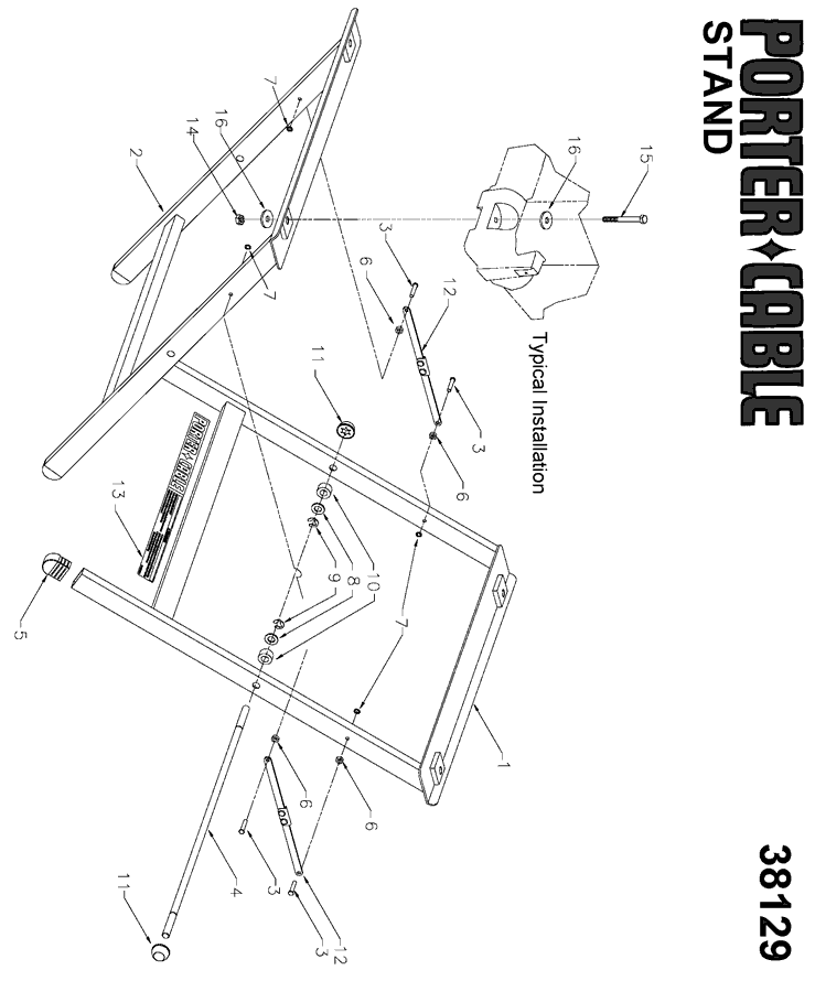 Porter Cable 38129 stand Parts - Tablesaw Stand