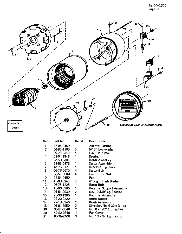 Milwaukee 4642 509-1001 Parts - Alternator