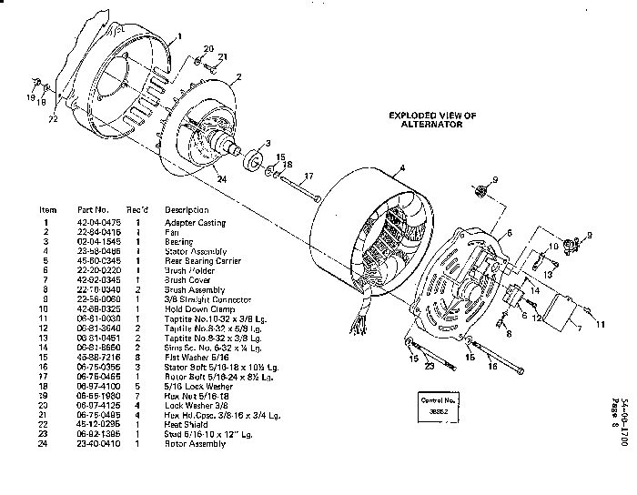 Milwaukee 4792 511-1001 Parts - Alternator