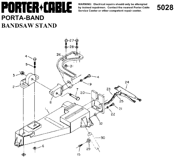 Porter Cable 5028 Band Saw Parts