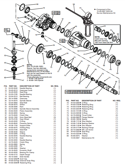 Milwaukee 5263-59 d90a Parts - 5/8" (16mm) SDS Rotary Hammer