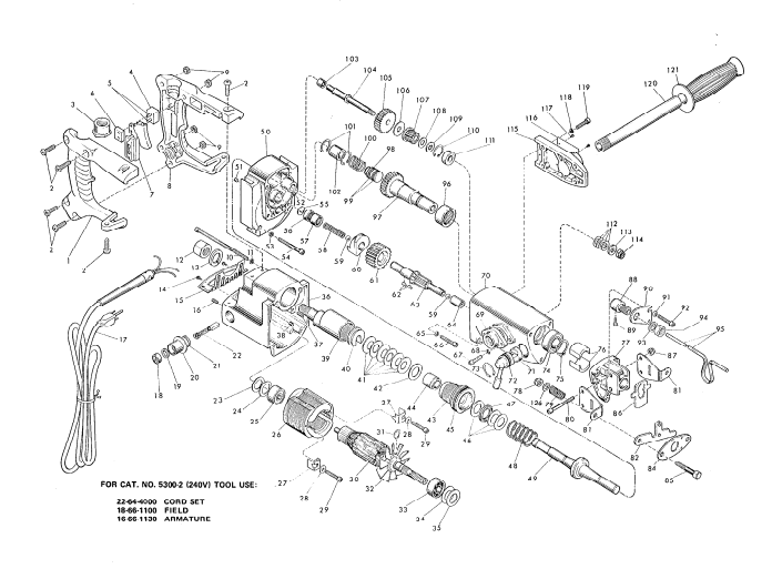 Milwaukee 5300 342-76821 Parts - ROTARY HAMMER