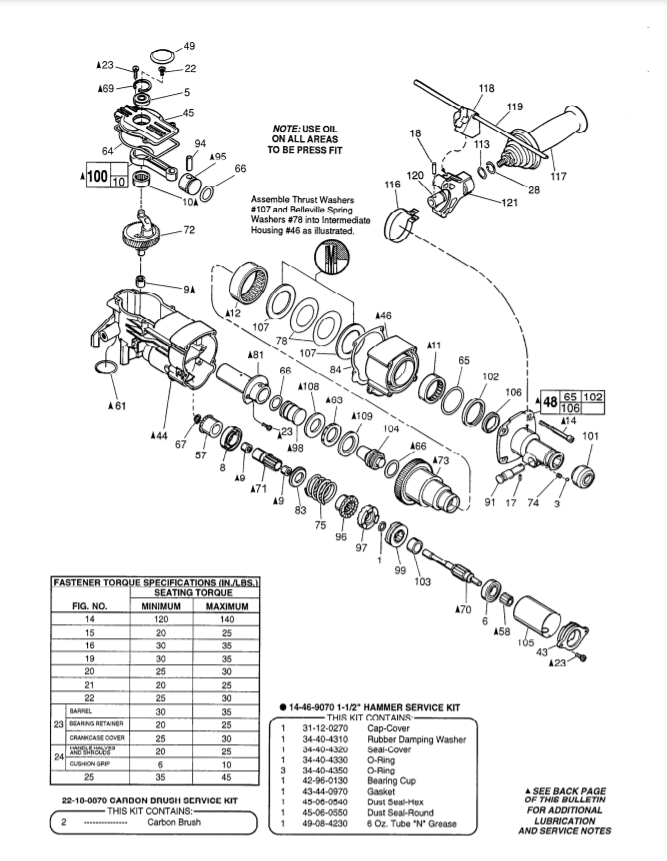 Milwaukee 5311 844c Parts - 1-1/2" THUNDERBOLT ROTARY HAMMER