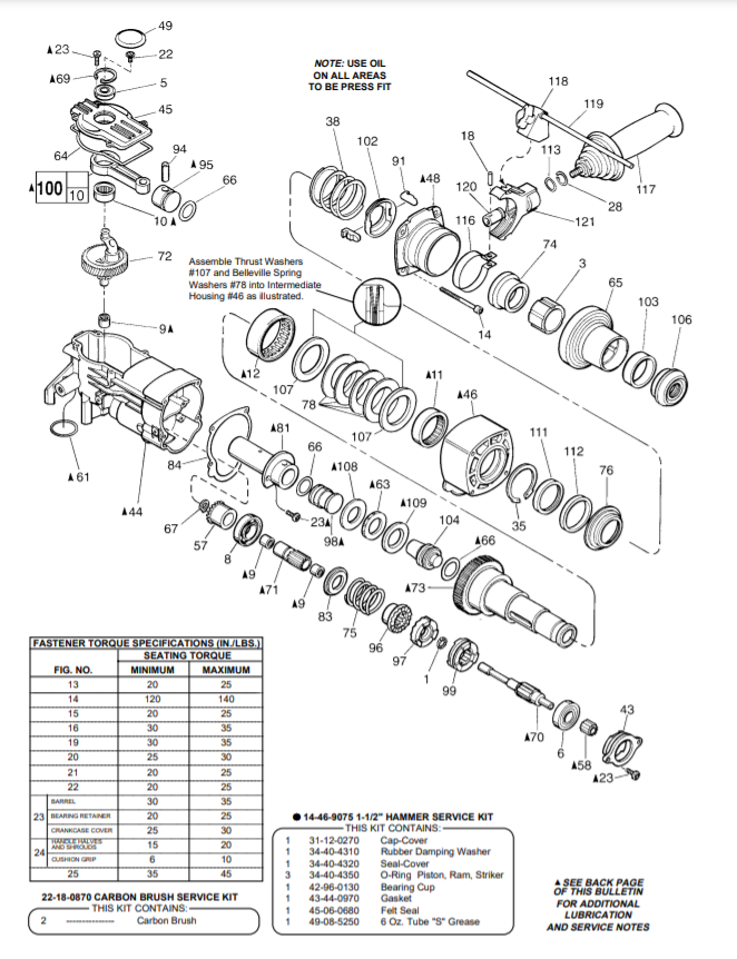 Milwaukee 5313-20 885d Parts - 1-1/2" SDS THUNDERMAX ROTARY HAMMER