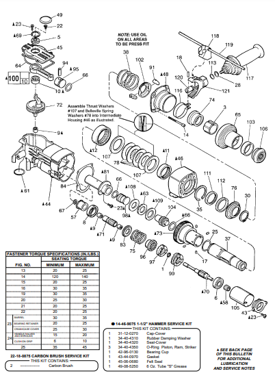 Milwaukee 5313-51 885a Parts - 1-1/2" SDS THUNDERMAX ROTARY HAMMER