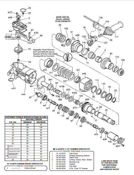 Milwaukee 5313-51 885b Parts - 1-1/2" SDS THUNDERMAX ROTARY HAMMER