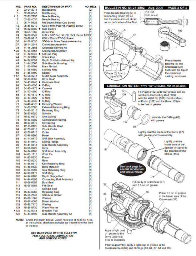 Milwaukee 5315-21 338c Parts - 1-1/2" (40mm) ROTARY HAMMER