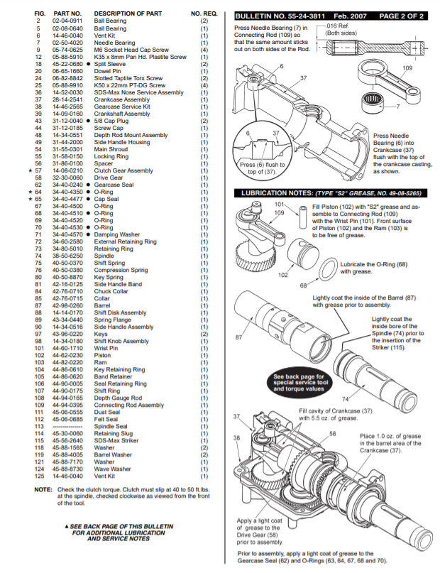 Milwaukee 5315-51 338b Parts - 1-1/2" (40mm) ROTARY HAMMER