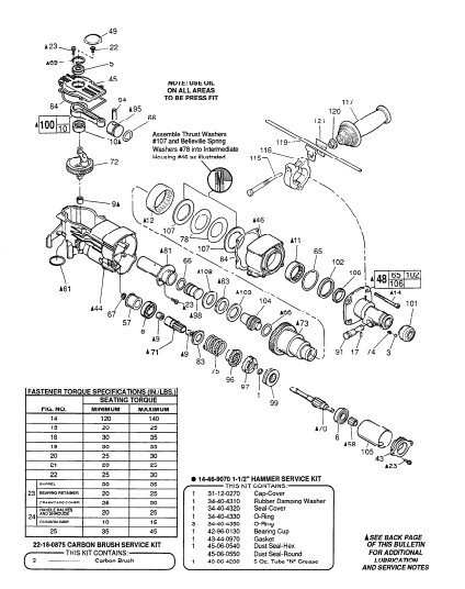 Milwaukee 5316-4 845b Parts - 1-1/2" THUNDERBOLT ROTARY HAMMER