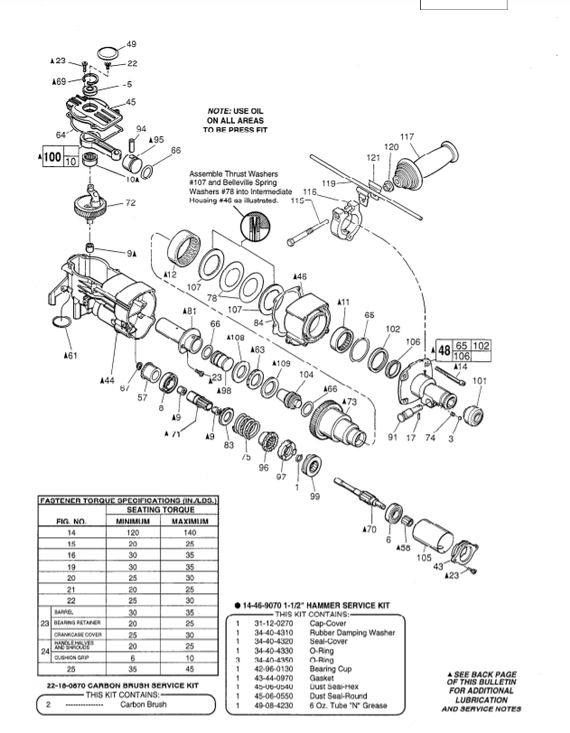 Milwaukee 5316 845a Parts - 1-1/2" THUNDERBOLT ROTARY HAMMER