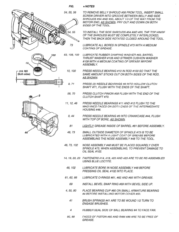 Milwaukee 5316 845b Parts - 1-1/2" THUNDERBOLT ROTARY HAMMER