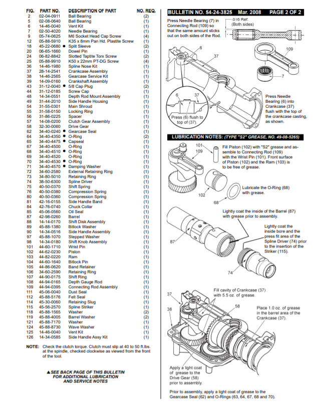 Milwaukee 5321-21 354a Parts - 1-1/2" (40mm) ROTARY HAMMER