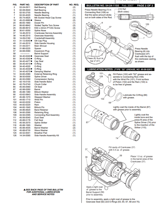 Milwaukee 5327-21 a24a Parts - 1-1/2" (40mm) CHIPPER HAMMER