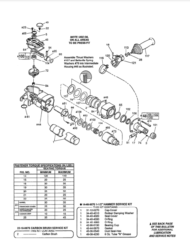 Milwaukee 5334-51 881a Parts - Light Chipper Hammer