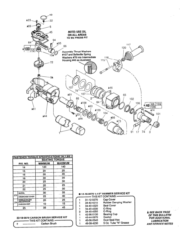 Milwaukee 5334 881a Parts - Light Chipper Hammer