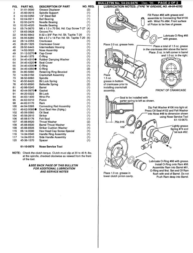 Milwaukee 5334 881b Parts - Light Chipper Hammer