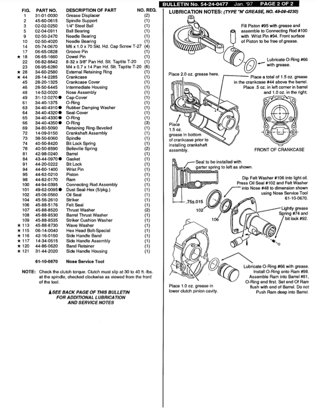 Milwaukee 5334 881c Parts - Light Chipper Hammer