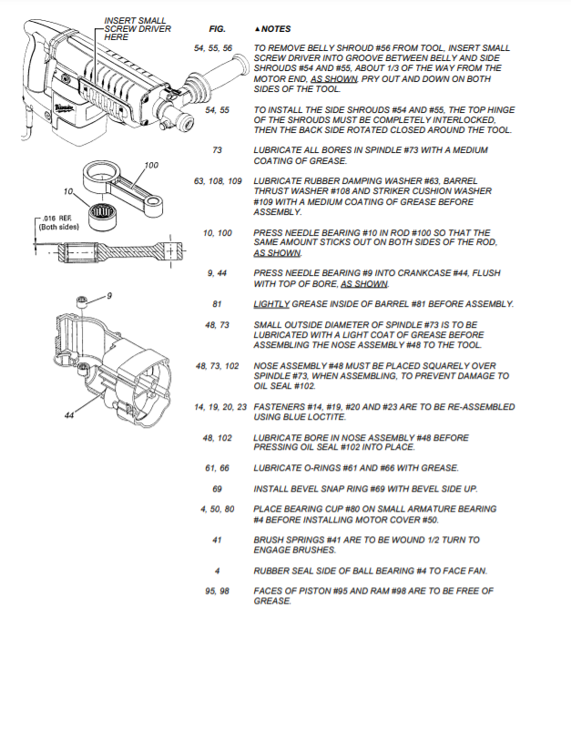 Milwaukee 5334 881d Parts - Light Chipper Hammer