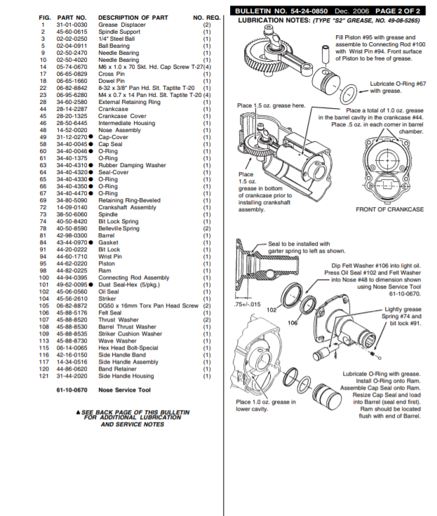 Milwaukee 5336-22 216a Parts - CHIPPER HAMMER