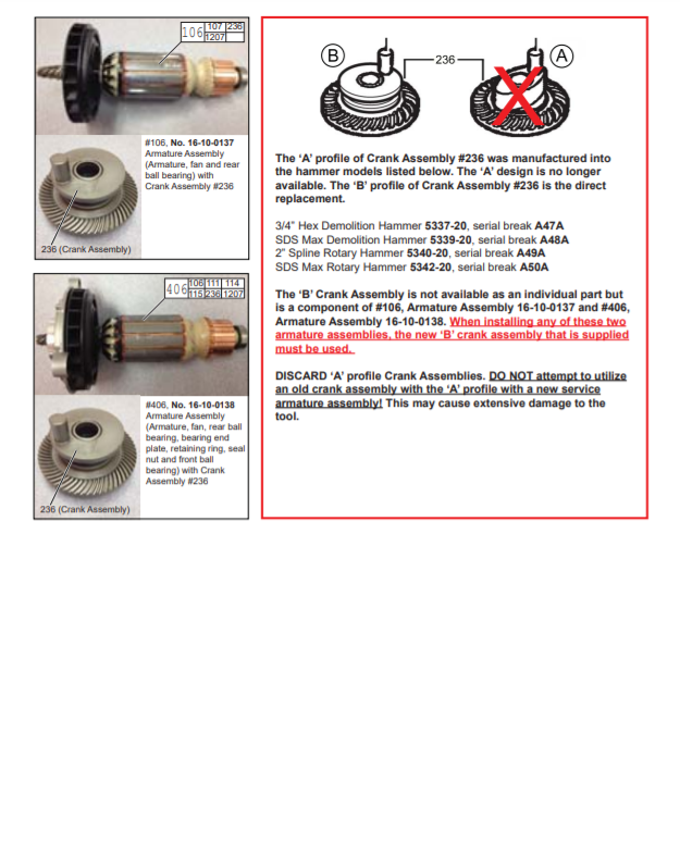 Milwaukee 5337-20 a47a Parts - 3/4" HEX DEMOLITION HAMMER