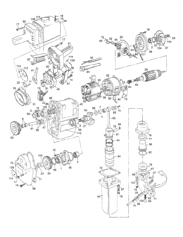 Milwaukee 5338 805a1001 Parts - Breaker Hammer