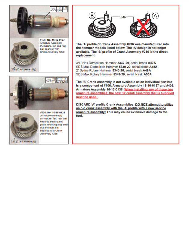 Milwaukee 5339-20 a48a Parts - SDS MAX DEMOLITION HAMMER