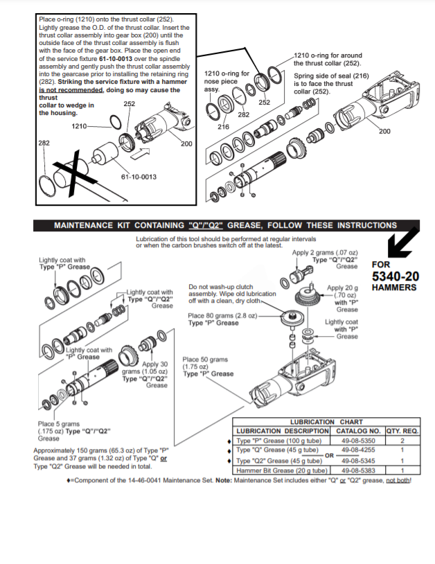 Milwaukee 5340-20 a49a Parts - 2" SPLINE ROTARY HAMMER