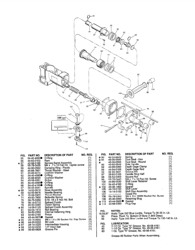 Milwaukee 5347 688a Parts - 1-1/2" ROTARY HAMMER