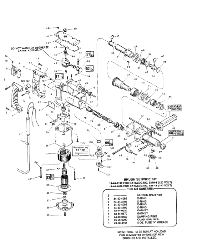 Milwaukee 5349-4 688-1001 Parts - 1-1/2" ROTARY HAMMER