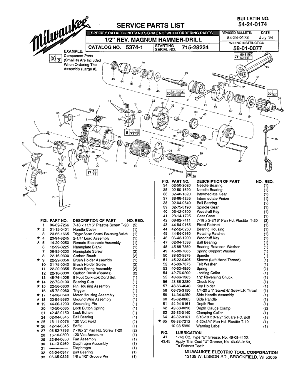 Milwaukee 5374-1 715-28224 Parts - 1/2" Magnum