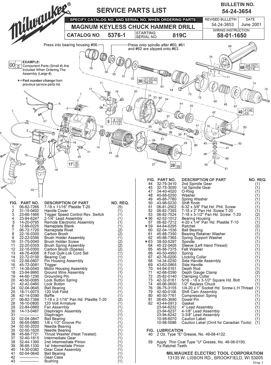 Milwaukee 5376-1 819c Parts - Magnum